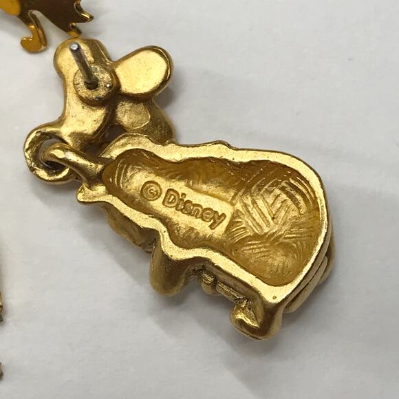 Vintage Disney Gold Tone Earrings Lot 2 Pair Tinker Bell Pooh Bear Bumble Bee - Picture 2 of 8